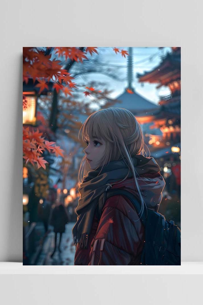 Anime Herfst op 3mm aluminium dibond