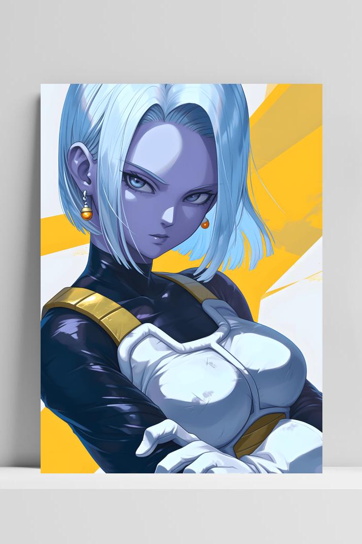 Dragonball Android 18 op 3mm aluminium dibond