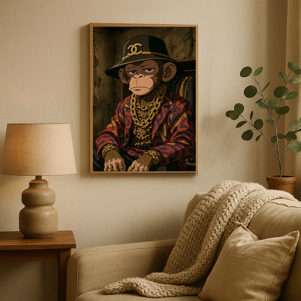 Monkey Chanel Cartoon poster sfeerbeeld 2