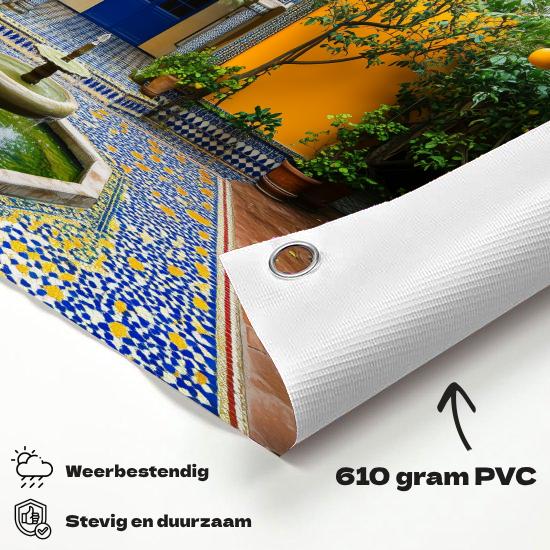 Tuinposter Marokko materiaal-detail: 610 grams weerbestendig PVC-doek