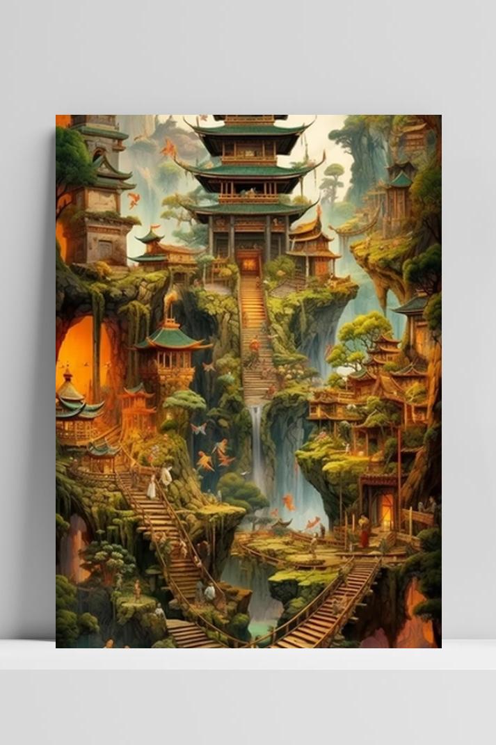 Tempel Abstract op 3mm aluminium dibond