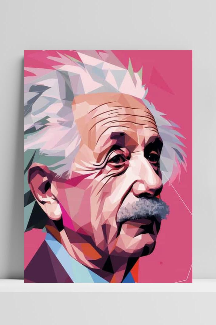 Albert Einstein op 3mm aluminium dibond
