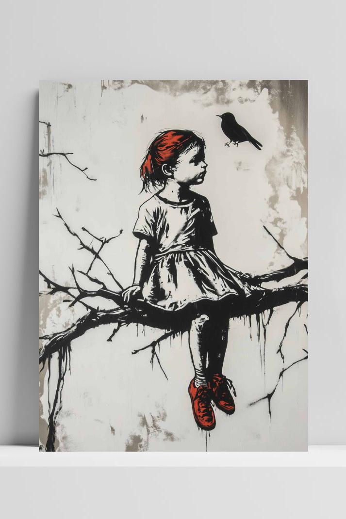 Banksy Boom op 3mm aluminium dibond