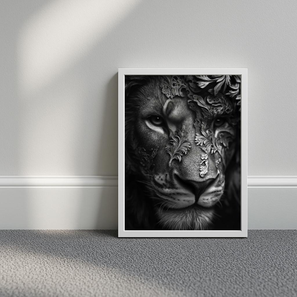 B&W Lion poster sfeerbeeld 3