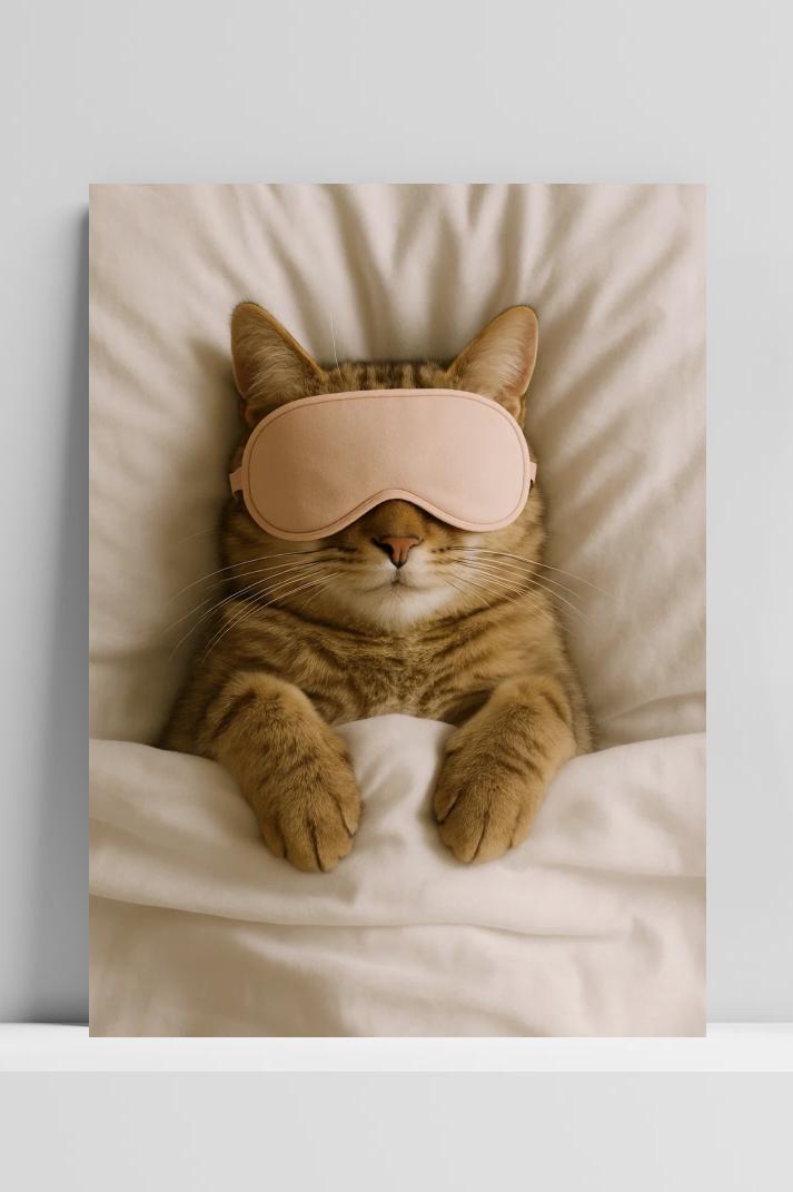 Cat Sleeping op 3mm aluminium dibond
