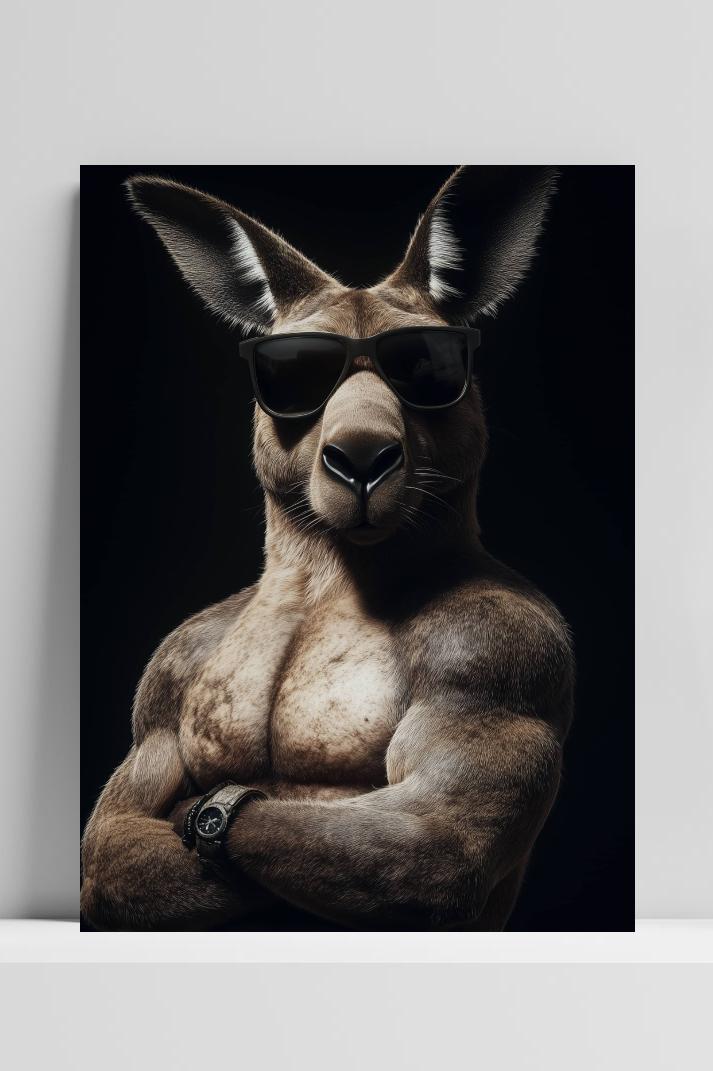 Kangoeroe Gespierd op 3mm aluminium dibond