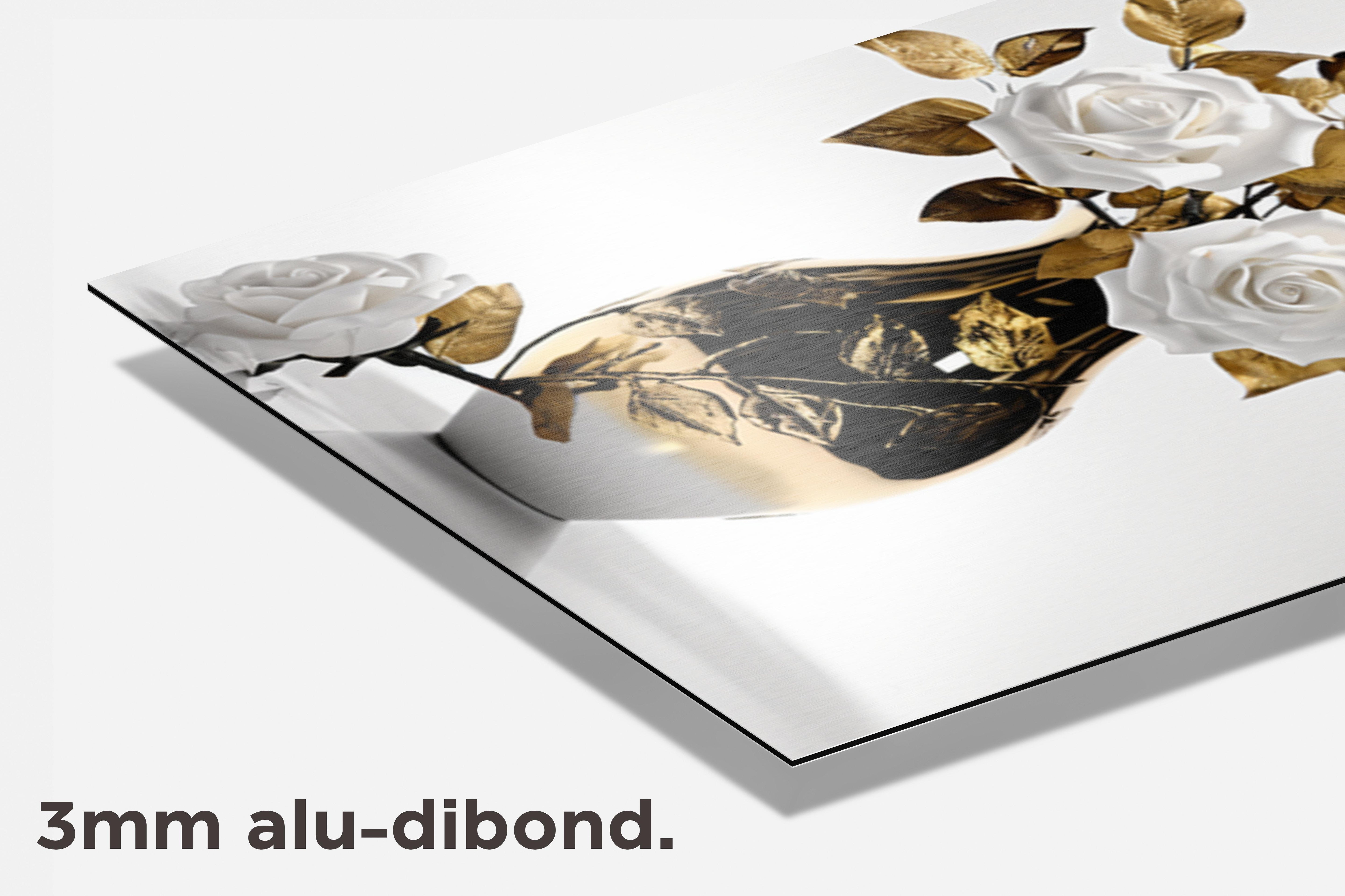 Witte Rozen Goud dibond detail
