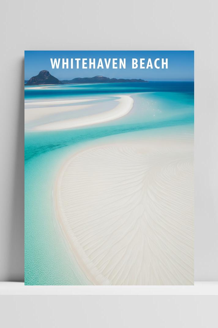 Whitehaven Beach Text op 3mm aluminium dibond