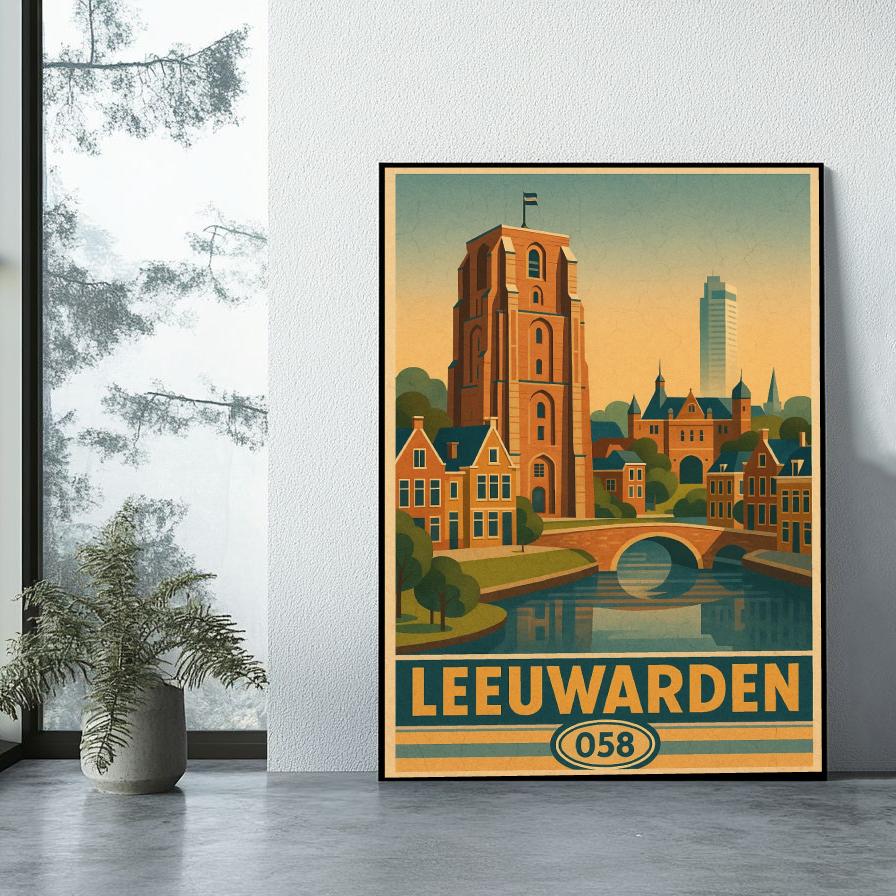 Leeuwarden Netherlands Vintage Text poster sfeerbeeld 1