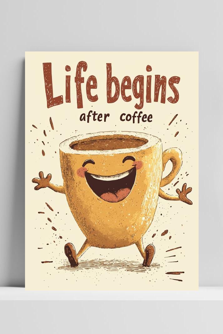Life begins after Coffee op 3mm aluminium dibond
