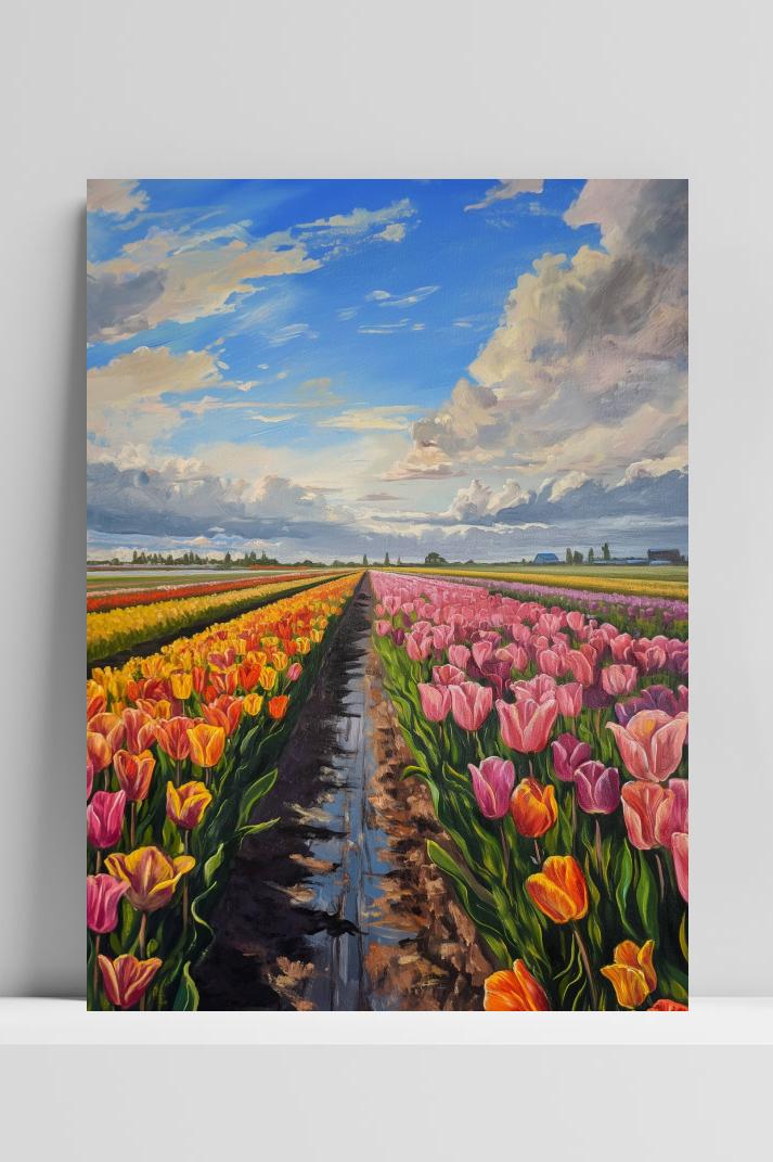 Tulpenveld op 3mm aluminium dibond