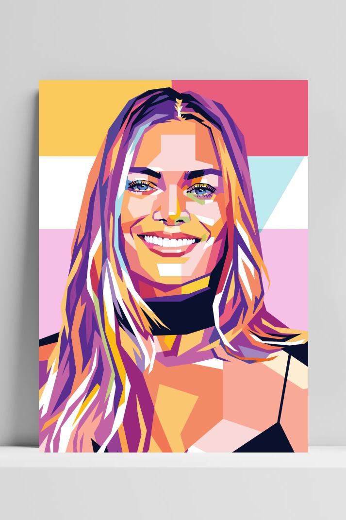 Margot Robbie Pop Art op 3mm aluminium dibond