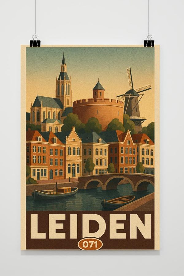 Leiden Netherlands Vintage poster