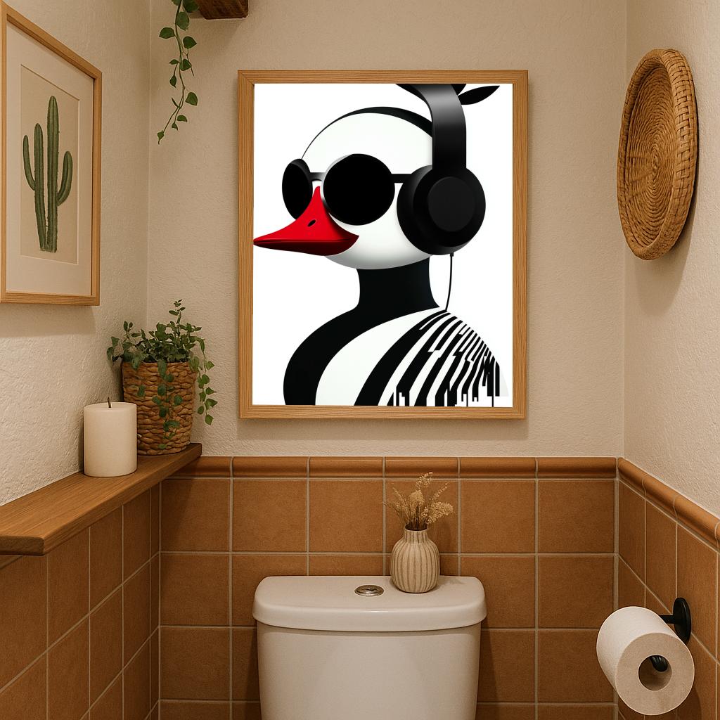 Bird Headphone Minimalist poster sfeerbeeld 2