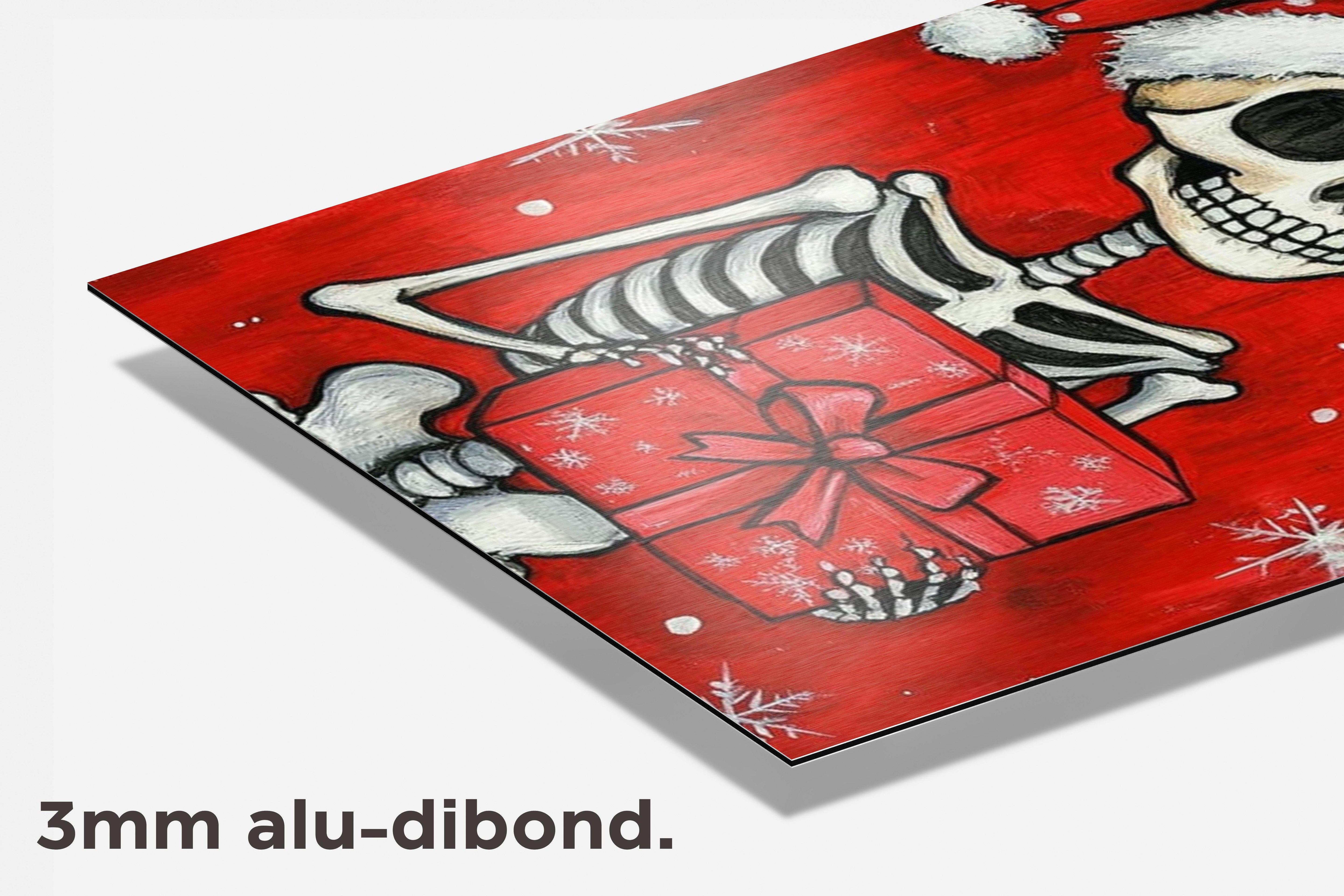 Skelet Kerstmis dibond detail