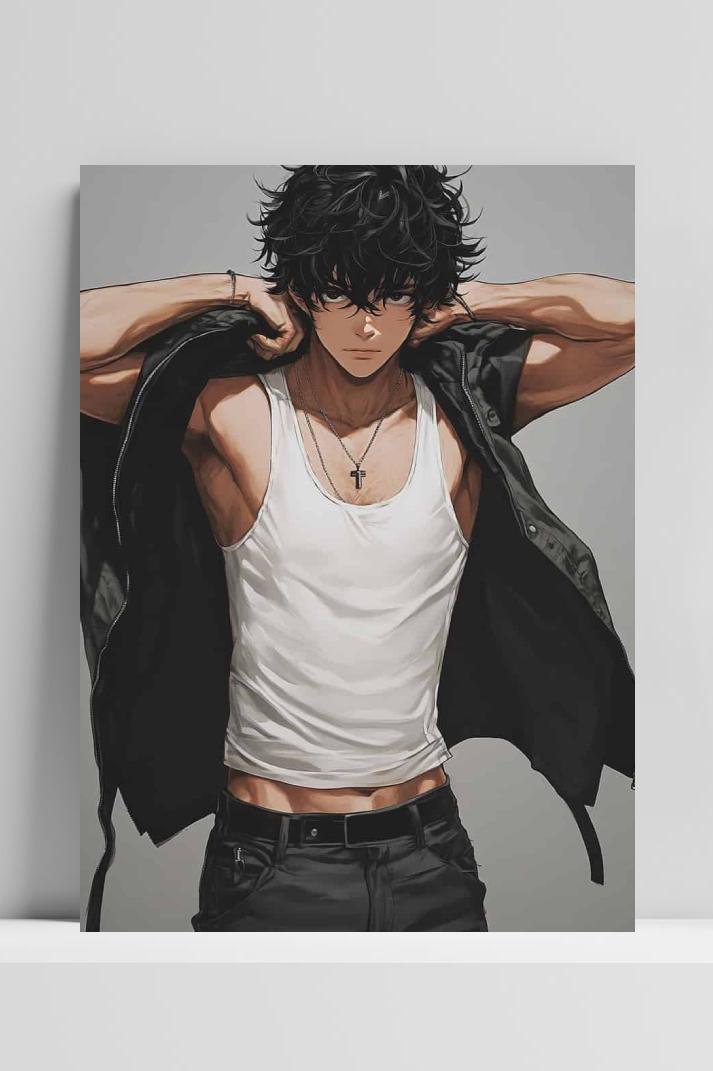 Anime Man op 3mm aluminium dibond