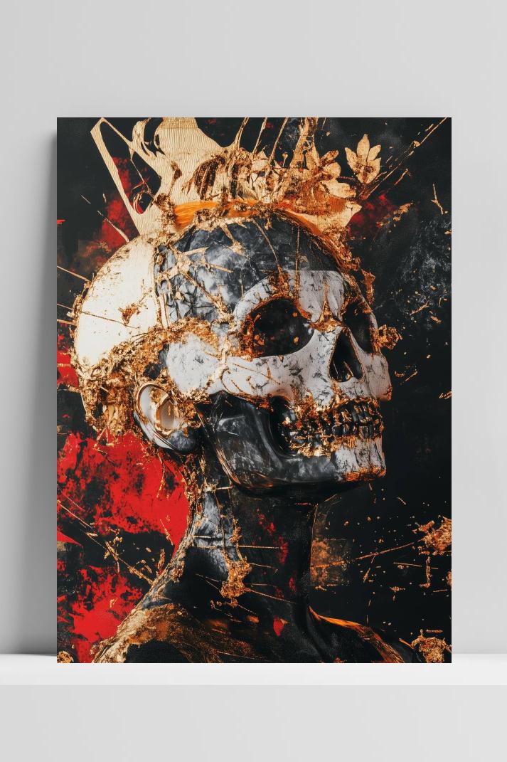 Schedel op 3mm aluminium dibond