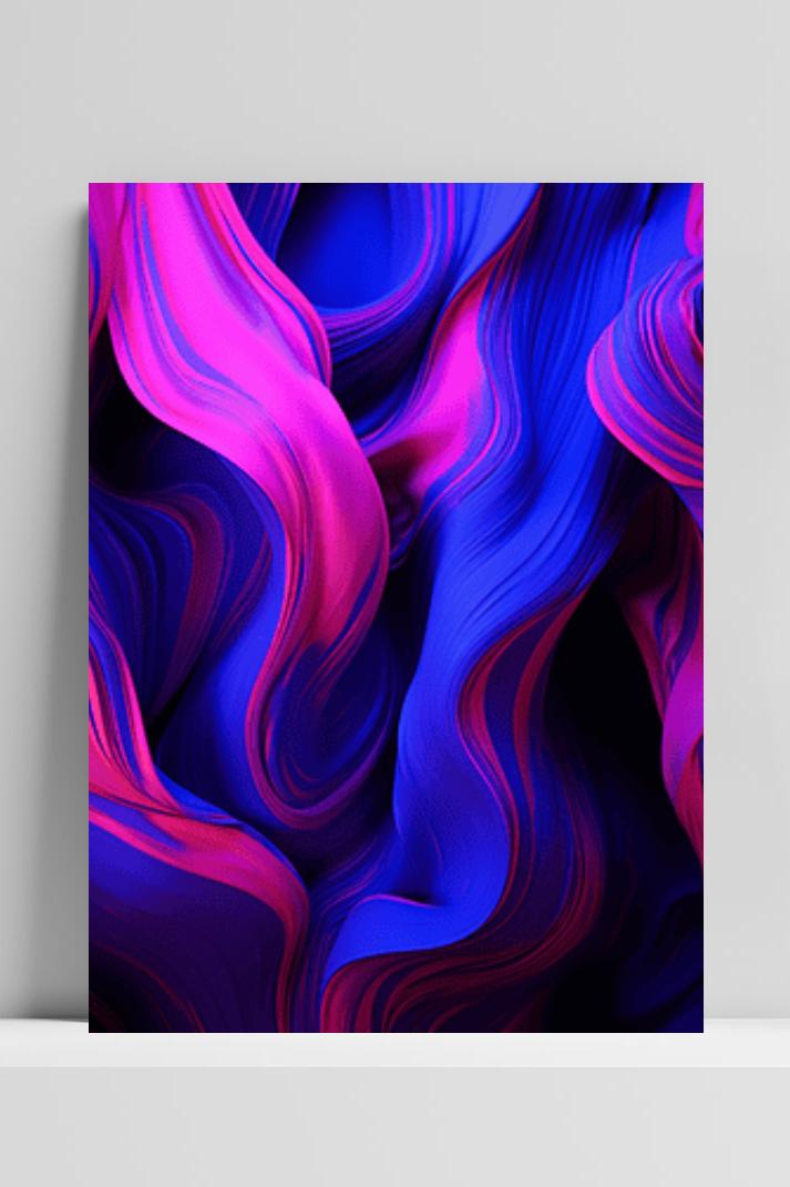 Abstract Blauw Roze op 3mm aluminium dibond