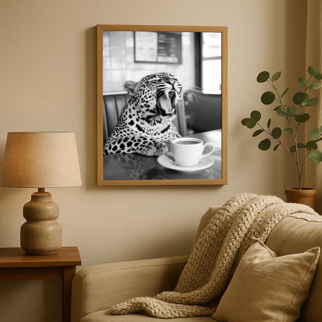 Leopard Coffee B&W poster sfeerbeeld 1