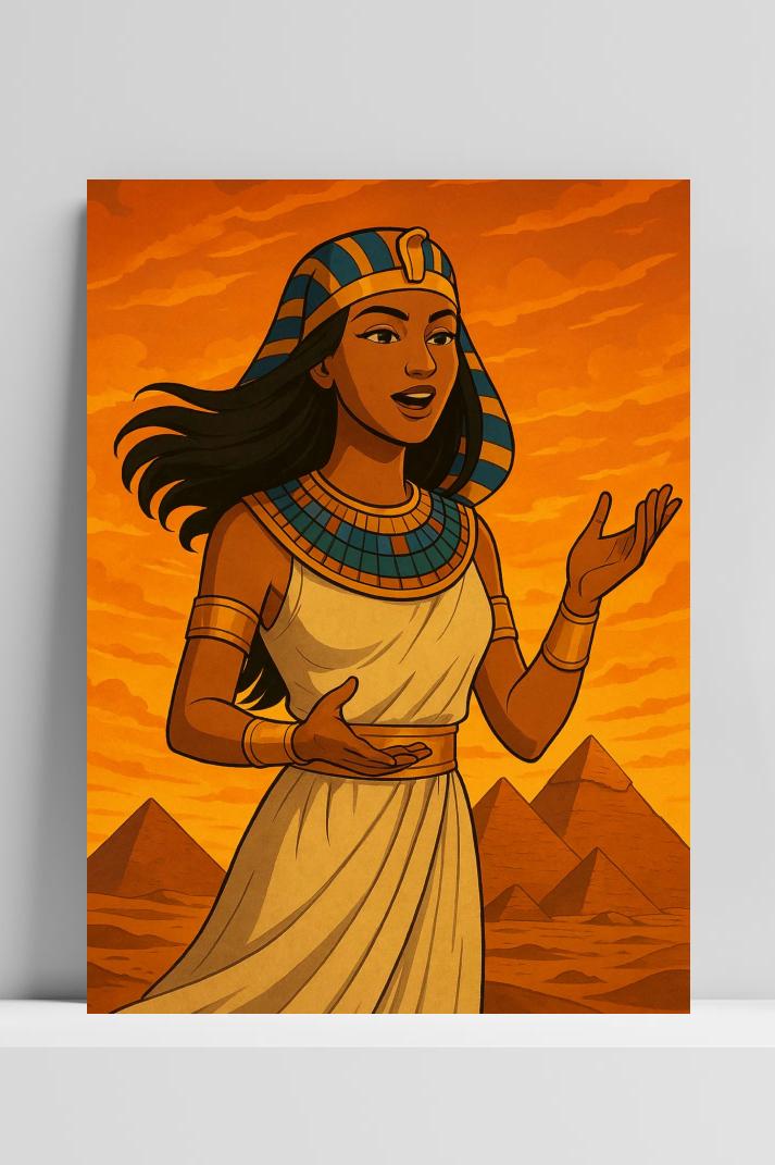Egyptian Woman Cartoon op 3mm aluminium dibond
