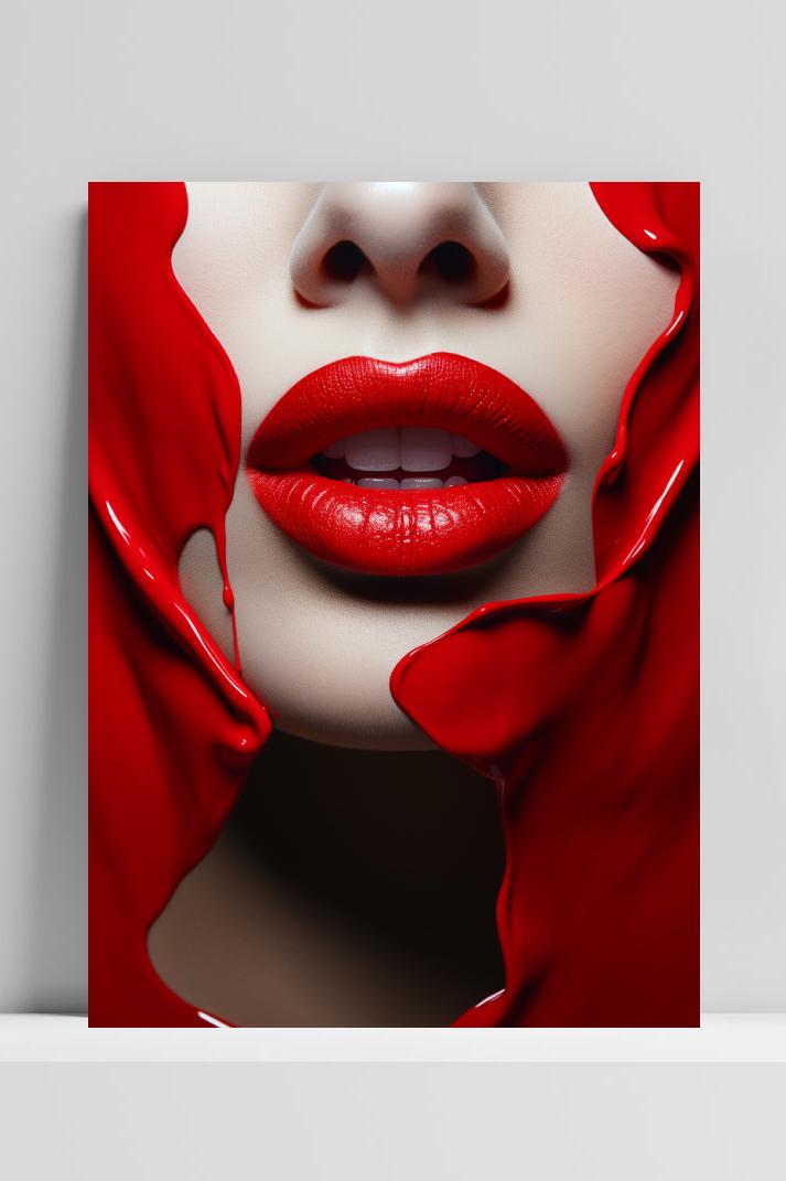 Rode Lippen op 3mm aluminium dibond