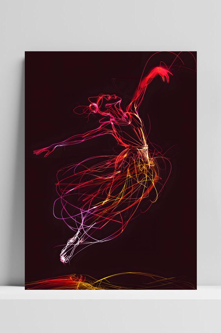 Neon Danser op 3mm aluminium dibond