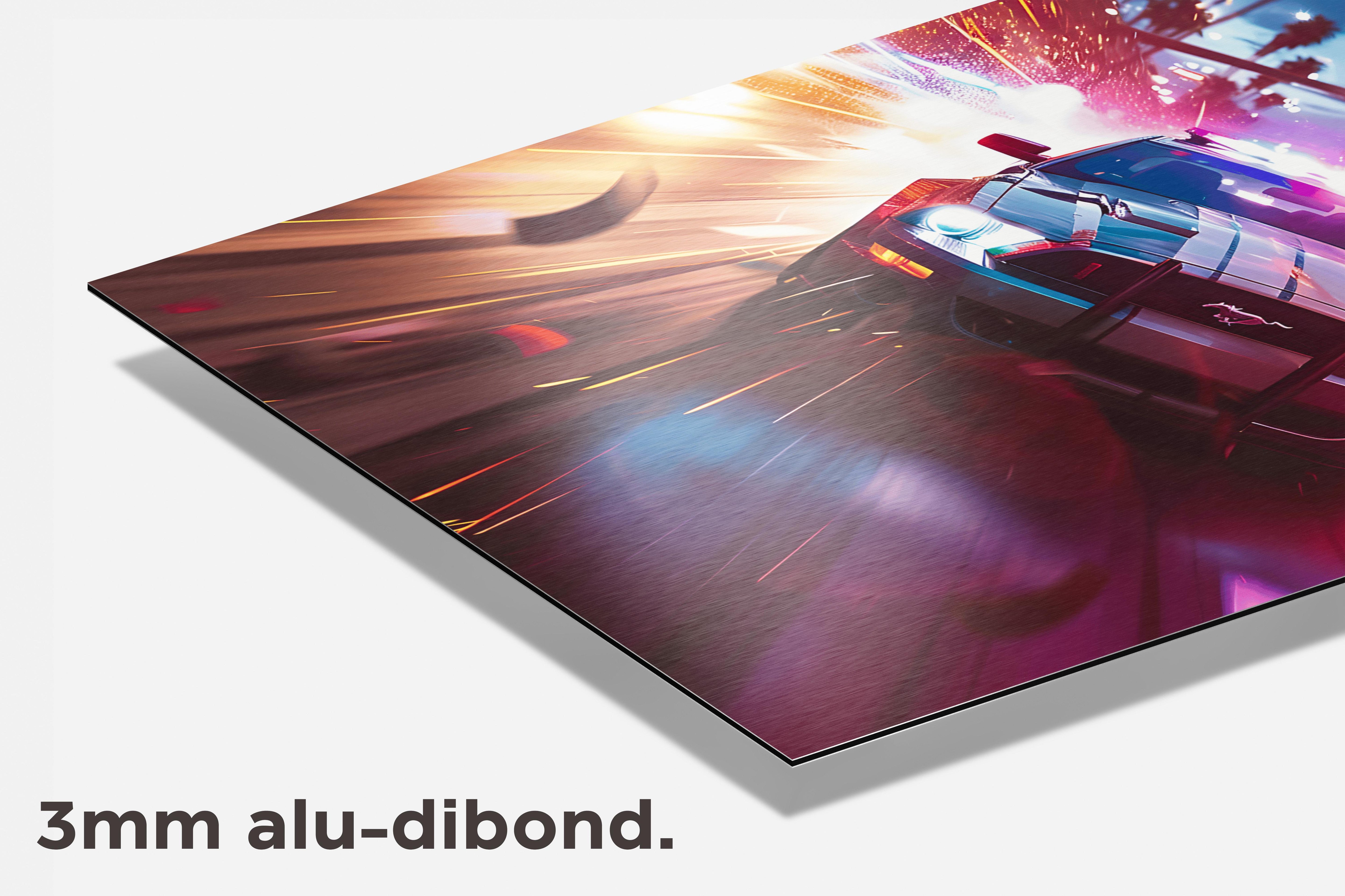 Mustang Neon Snelheid dibond detail