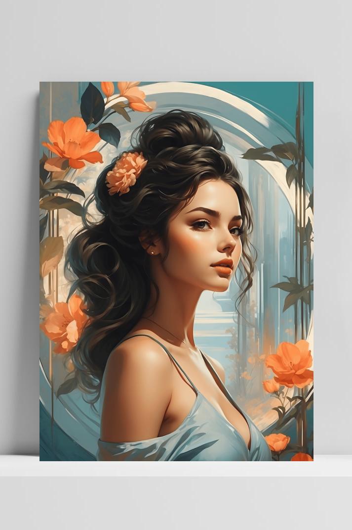 Oriental Vrouw op 3mm aluminium dibond