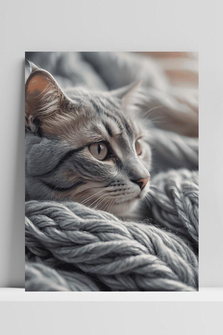 Gezellige Kat op 3mm aluminium dibond