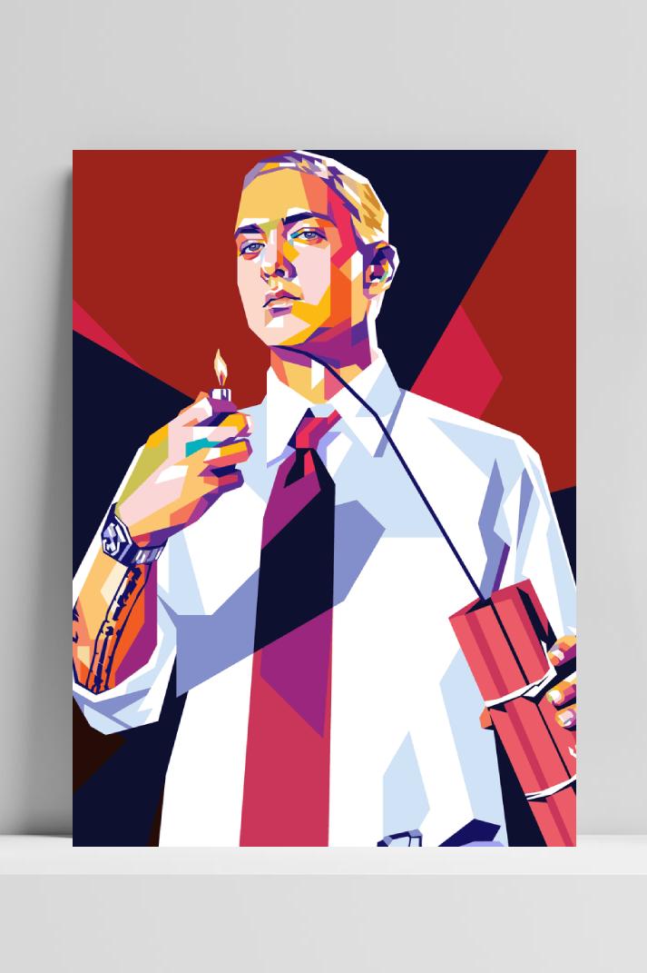 Eminem Slim Shady op 3mm aluminium dibond