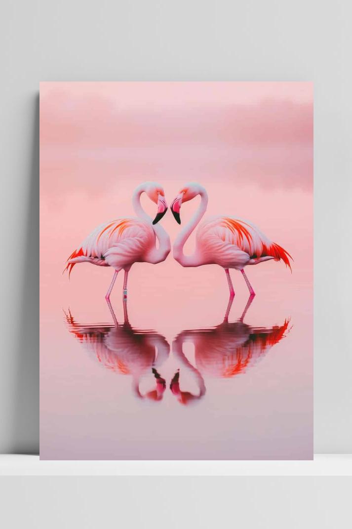 Roze Flamingo's op 3mm aluminium dibond