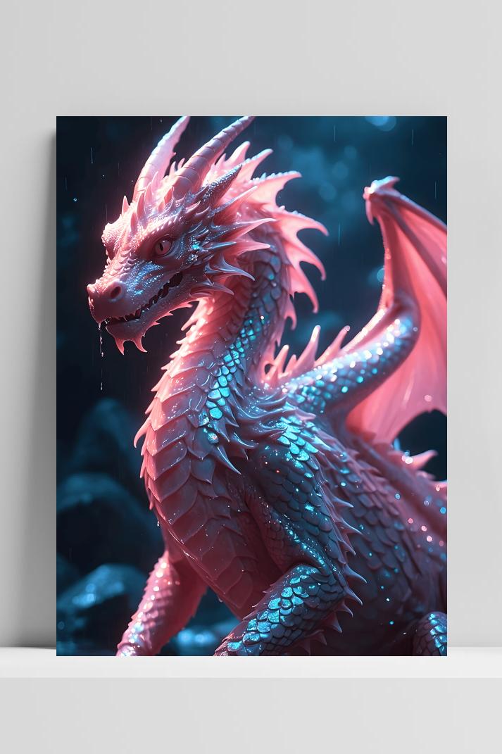 Roze Draak op 3mm aluminium dibond