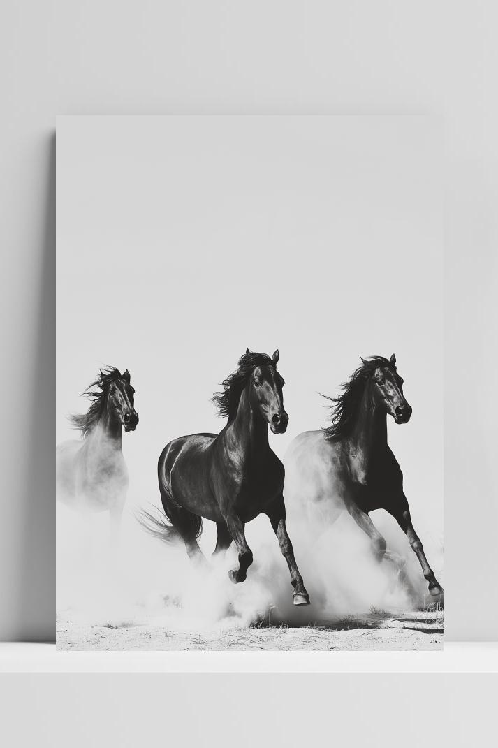 Horse B&W op 3mm aluminium dibond