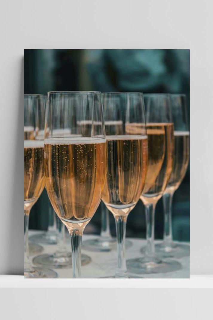Glazen Champagne op 3mm aluminium dibond