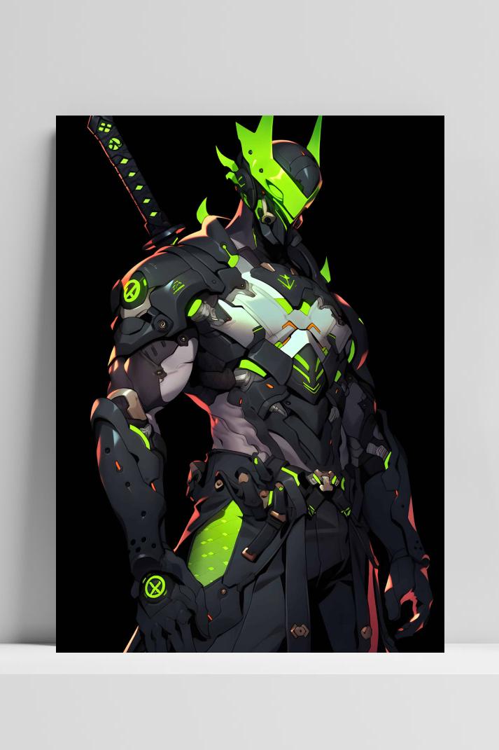 Overwatch Genji op 3mm aluminium dibond