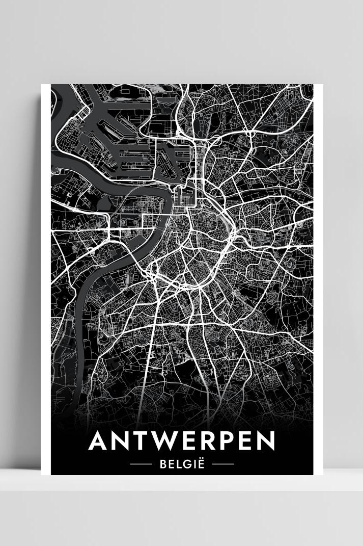 Antwerpen Map op 3mm aluminium dibond
