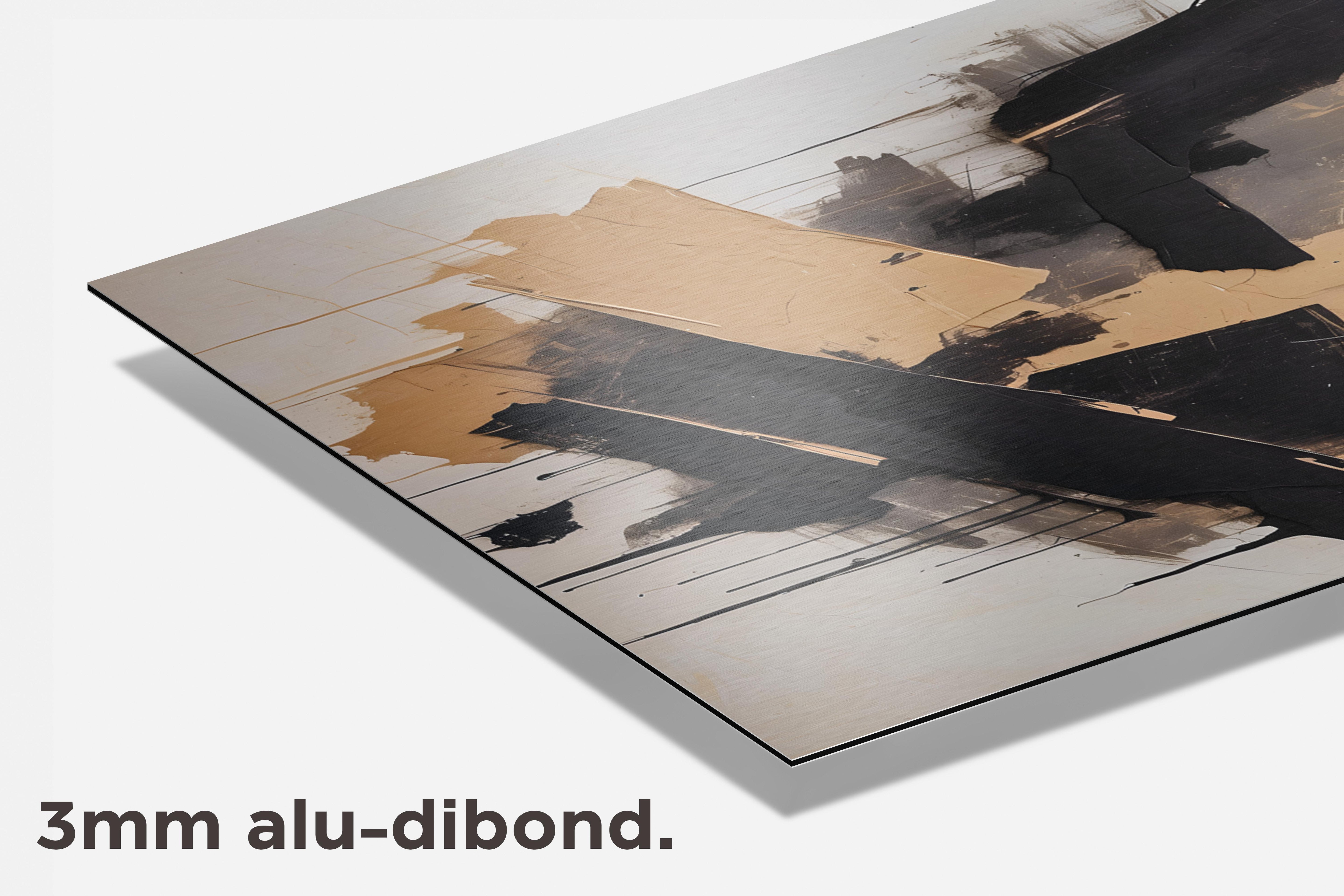 Abstract Zwart Geel dibond detail