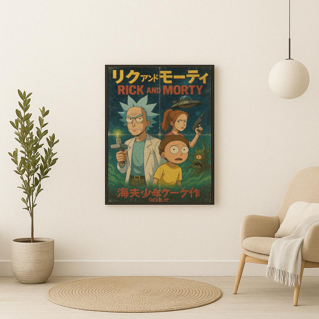 Rick and Morty Japanese Text poster sfeerbeeld 2