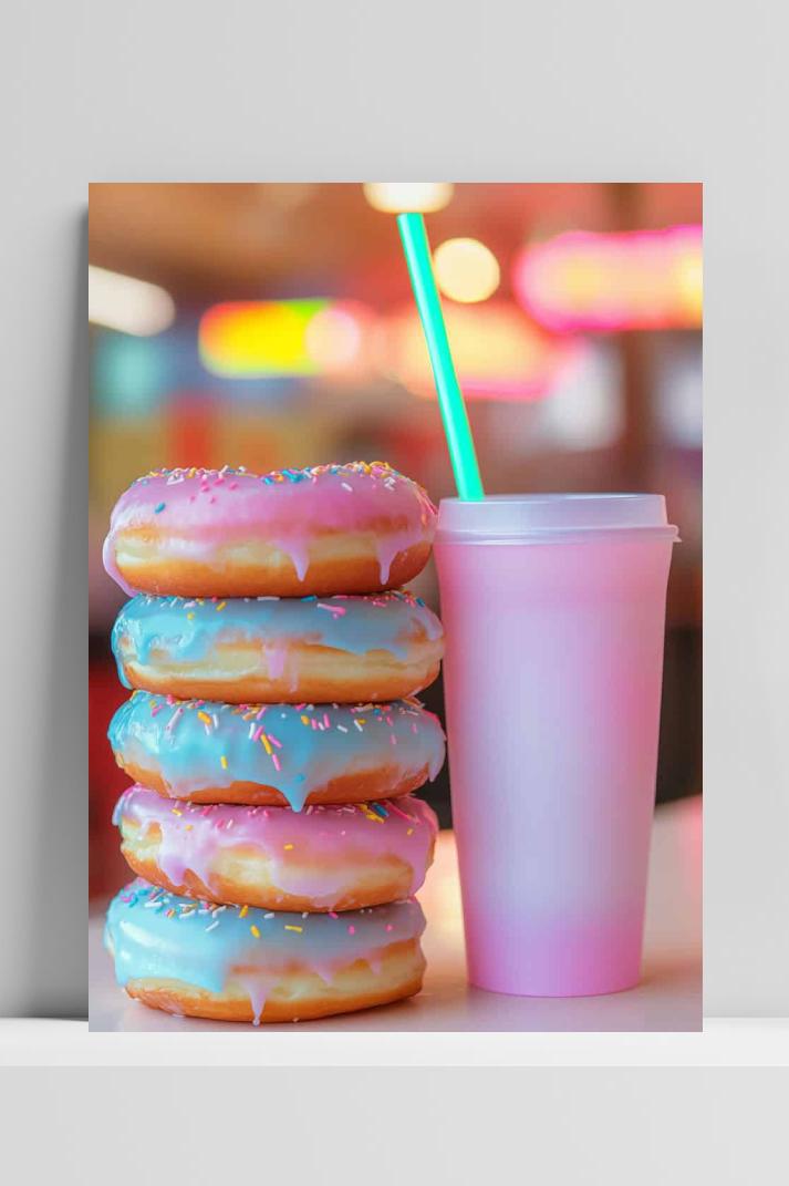 Donuts Drank op 3mm aluminium dibond