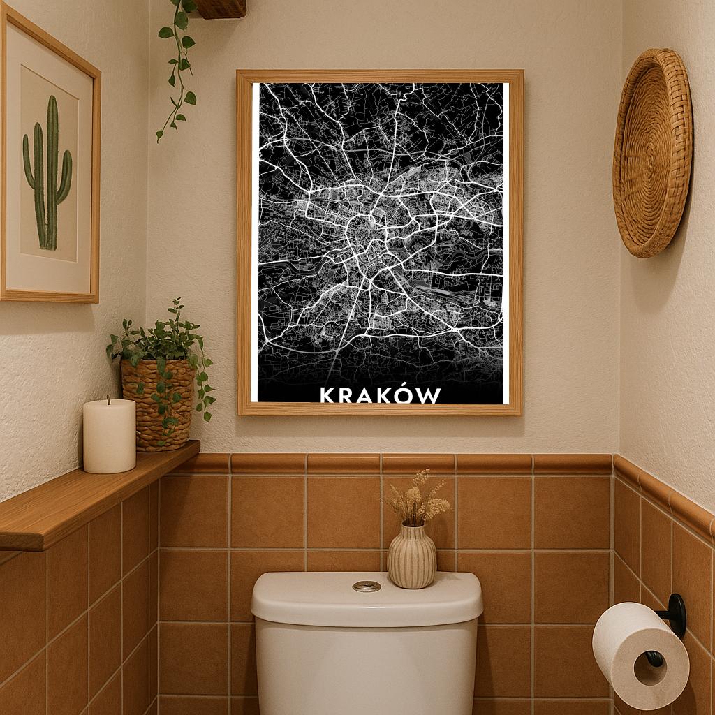 Kraków Map Polska Black poster sfeerbeeld 3