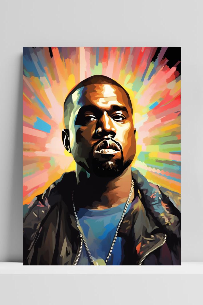 Kanye West op 3mm aluminium dibond