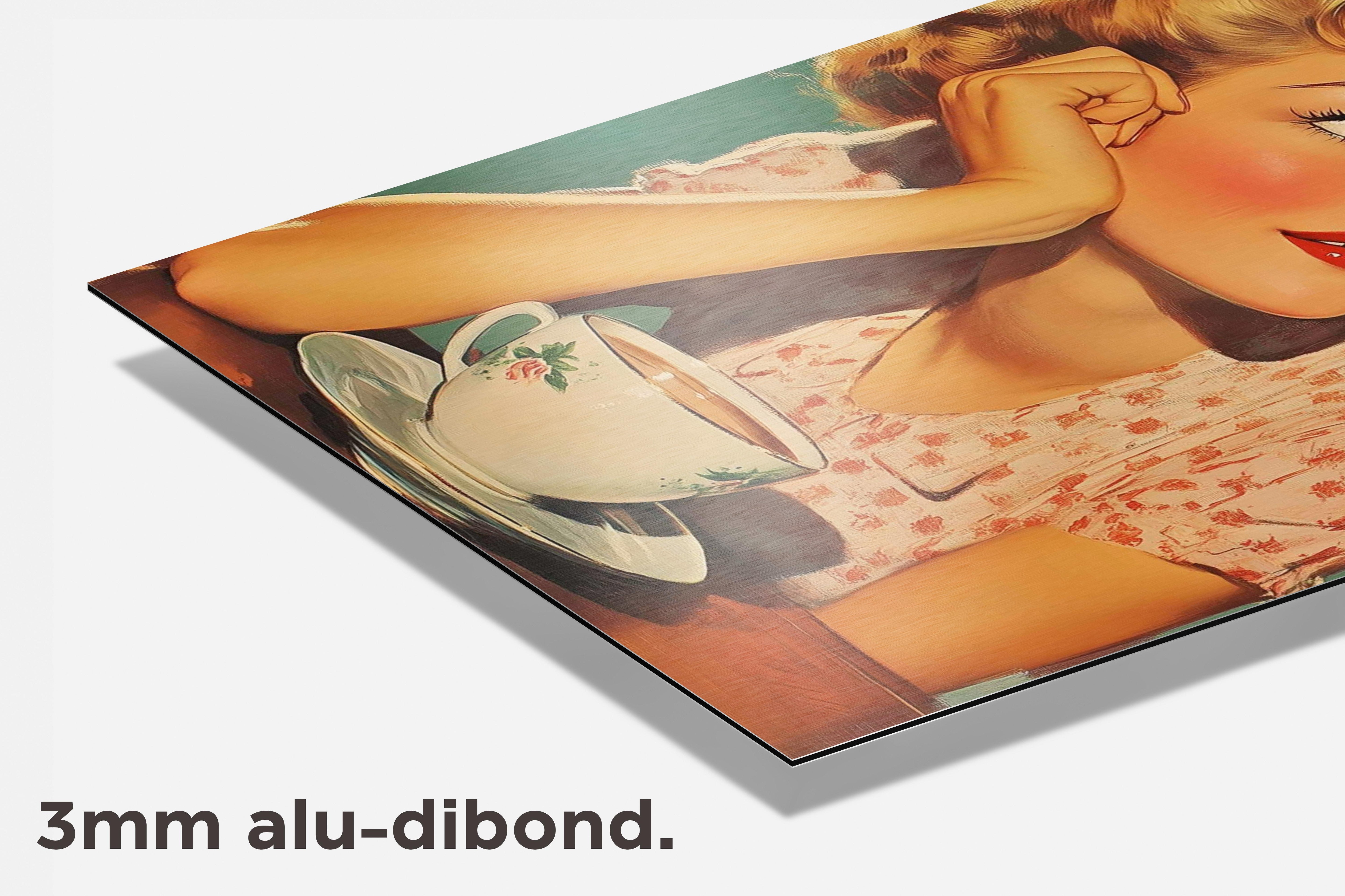 Vrouw Koffie dibond detail