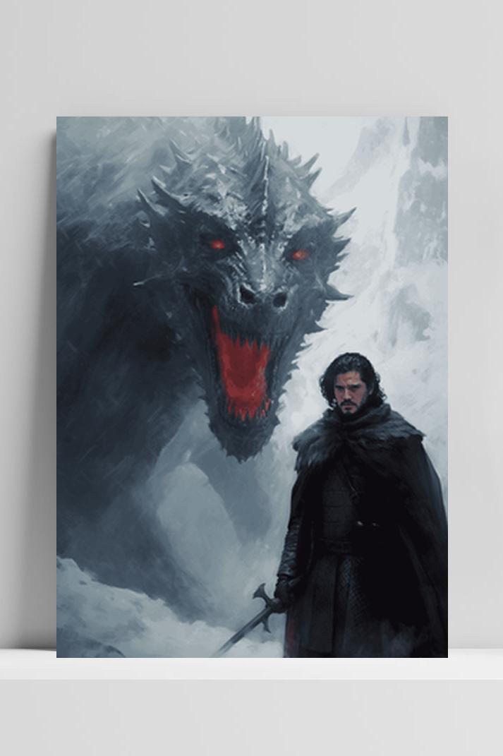 John Snow Draak op 3mm aluminium dibond