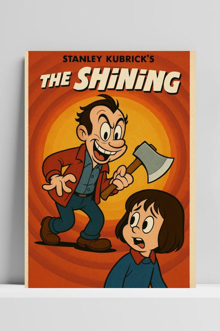 The Shining Cartoon Text op 3mm aluminium dibond