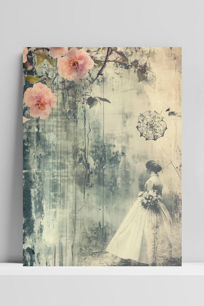 Vintage Vrouw op 3mm aluminium dibond
