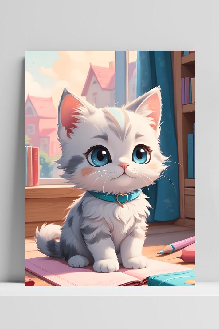Anime Poes Cartoon op 3mm aluminium dibond