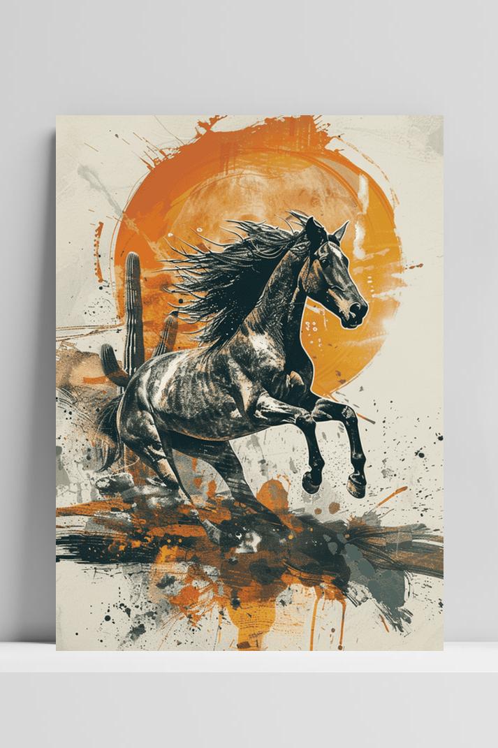 Paard Aquarel op 3mm aluminium dibond
