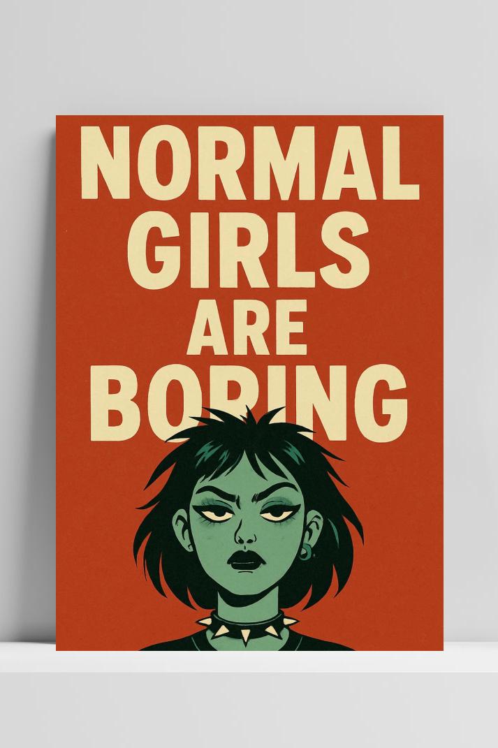 Normal Girls Are Boring Text op 3mm aluminium dibond