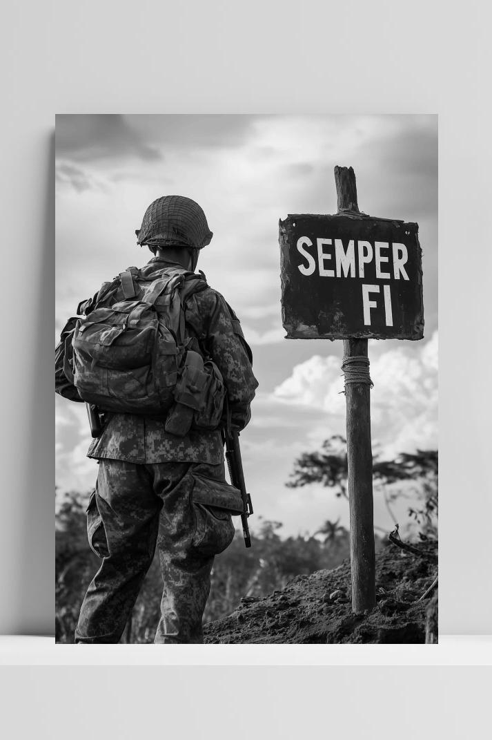 Semper Fi Soldaat op 3mm aluminium dibond