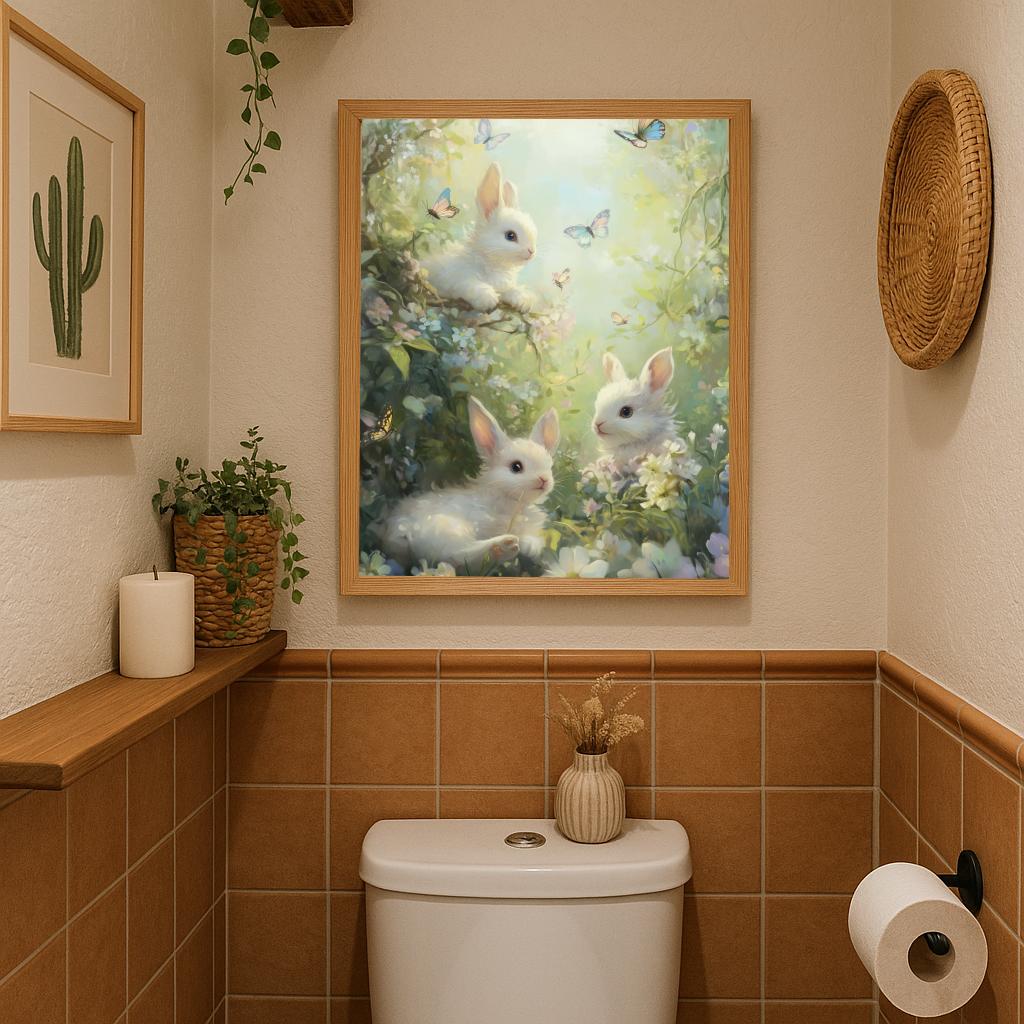 Rabbits Garden Aquarel poster sfeerbeeld 2